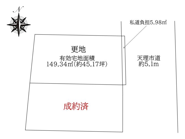 天理市小路町：建築条件なし土地