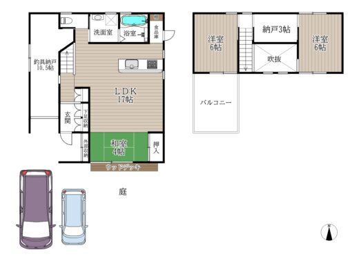 天理市櫟本町：中古戸建 間取り図